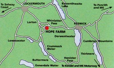 Location of Hope Farm Cottages in the Lake District